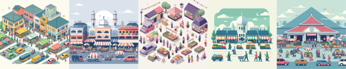 vector of busy market conditions