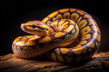 Obraz premium Pastel Ball Python Snake in Low Light, Close Up, Reptile Photography