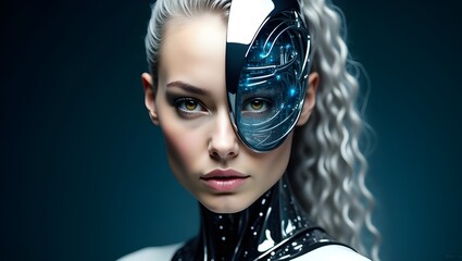 A beautiful robot lady combined with modern ai technology