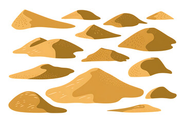 Fototapeta premium Set of mountains with a variety of shapes and sizes. Isolated, on transparent background. PNG