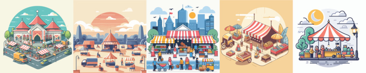 vector of busy market conditions