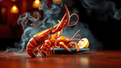 crawfish food on black background. Generative AI
