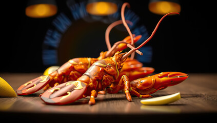 crawfish food on black background. Generative AI