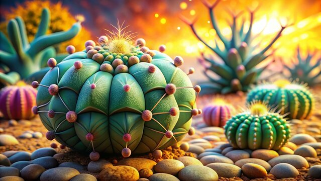 Peyote Cactus & Mescaline Molecule: 3D Render of Psychedelic Plant