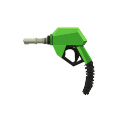 A stylized green fuel nozzle is depicted in a low poly graphic illustration against a light background.