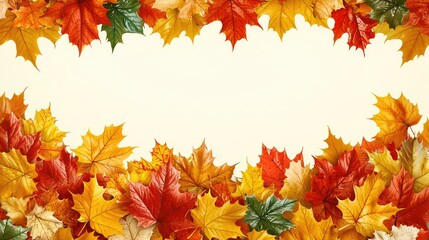 Fototapeta premium Autumn Maple Leaves Frame White Background