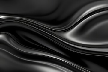 Fototapeta premium Abstract black waves with a smooth, flowing texture creating a sense of depth and movement.