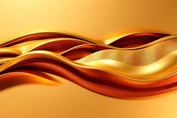 Abstract waves in warm tones of gold and orange create a smooth, flowing design.