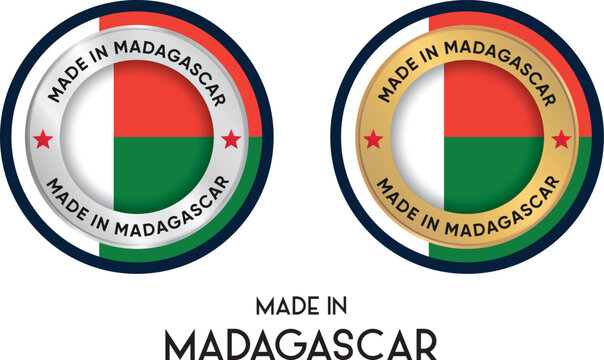 Made in Madagascar. Premium labels, stickers, pointer, badge and symbol of Madagascar flag icon. Collection vector illustration