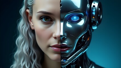 A beautiful robot lady combined with modern ai technology