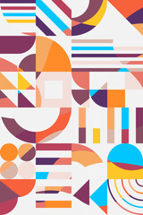 Geometric colorful pattern minimal shape texture horizontal banner vector illustration.