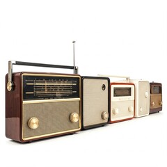 Fototapeta premium retro vintage radio receivers isolated on white background