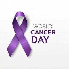 purple awareness ribbon world cancer day graphic illustration