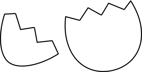 egg cracked in half outline.
Broken Egg shell.
Hatched Egg  Isolated.
Transparent Background.