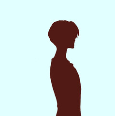 男性　影絵　寂しげ