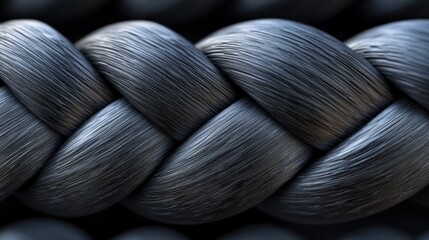 close up of a braided black string or rope
