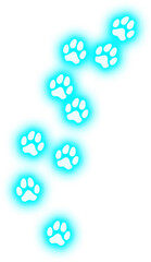 Neon Paw Footprints