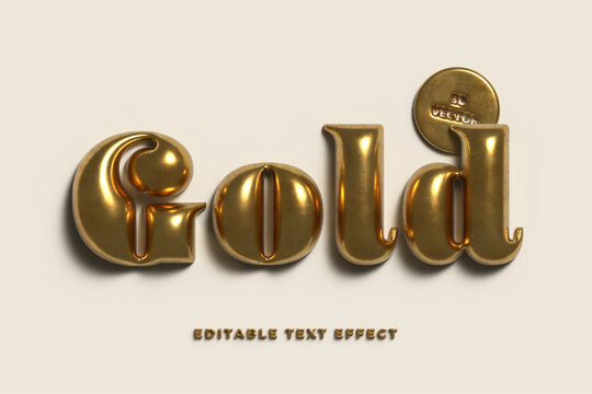Gold 3d inflated editable text effect