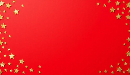 Red background decorated with gold stars on the edge Generative AI