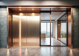 Rose Gold Aluminum Sliding Door - Luxury Boutique Interior Design