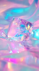 Abstract Iridescent Background with a Clear Crystalline Object Creates a Dreamlike Visual