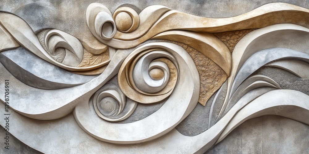 Fototapete a detailed view of a creatively designed stucco wall surface that features abstract patterns and dec