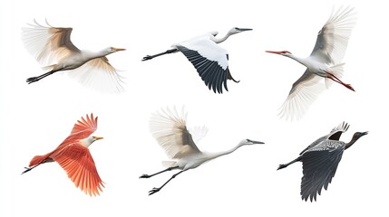 Obraz premium Transparent PNG available PNG flying bird element set, transparent background