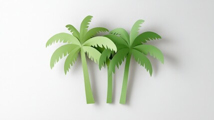 Obraz premium paper palm trees on white background