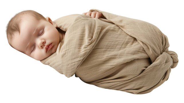 A Sweet Baby Crying in a Soft Swaddle Displaying Only Their Adorable Face Highlighting Emotions