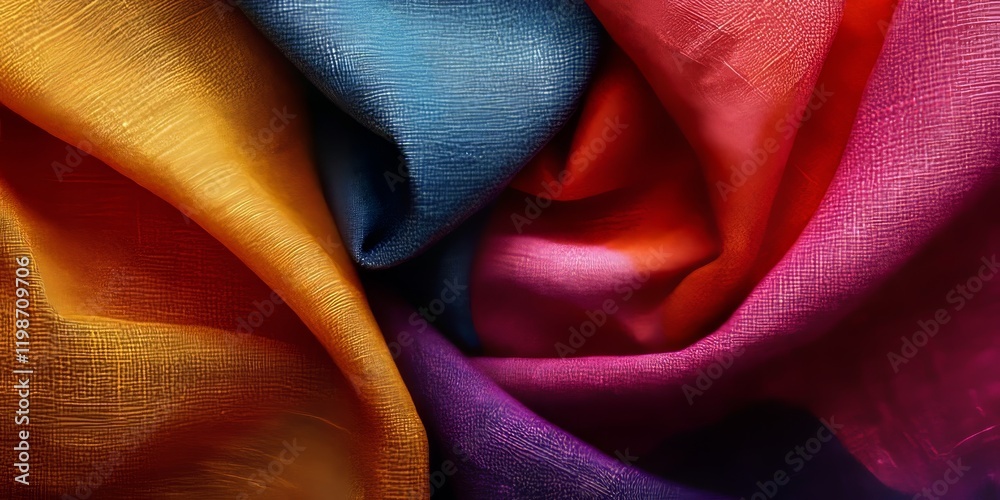 Poster colored cotton texture fabric featuring an abstract background, showcasing the textile material up c
