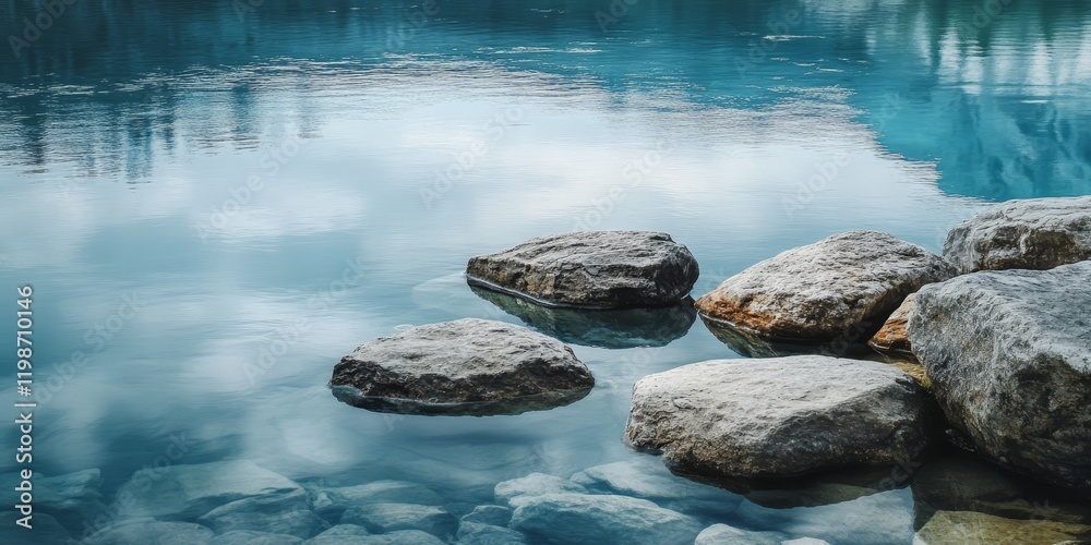 Aufkleber rocks elegantly contrasted by silky smooth water create a serene natural scene, highlighting the bea