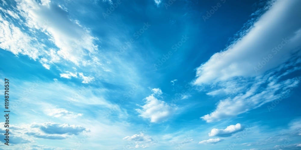Aufkleber stunning and natural, the vast blue sky features a beautiful interplay of clouds. this blue and clou