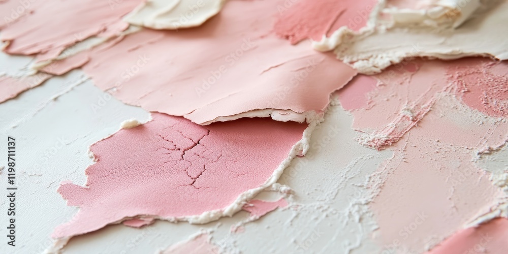 Leinwandbilder Pink patches beautifully contrast against a white table, creating an intriguing visual that highlights the unique appeal of pink patches on a white table surface.