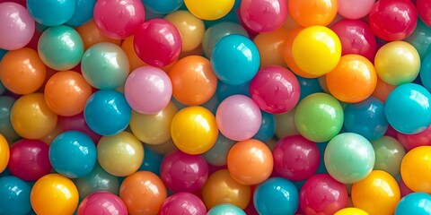 Vibrant and colorful plastic balls create an abstract background filled with energy, perfect for adding a dynamic touch to various creative projects featuring colorful plastic balls.