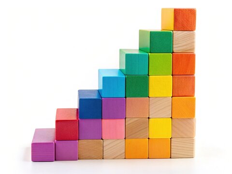 Colorful Wooden Block Stairs - Creative Toy Photography