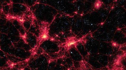 Obraz premium Intricate Cosmic Web Red Nebula Glowing Filaments Stellar Network Space Background