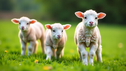 Fototapeta premium Adorable Lambs at Pasture