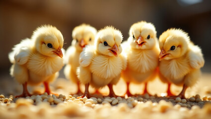Cheerful Chicks' Feeding Time