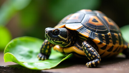 Fototapeta premium Turtle's Happy Leaf Nibble