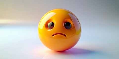 Fototapeta premium Sad Worrying 3D Emoji Long Exposure, White Background Digital Render