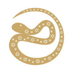 Fototapeta premium Gold snake in the shape of a circle. Vector illustration.