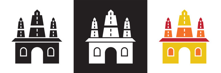 Indian temple  Icon.  isolated on white and black background. vector illustration. EPS 10 