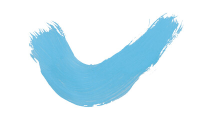 Hand drawn light blue brush stroke isolated on transparent background.