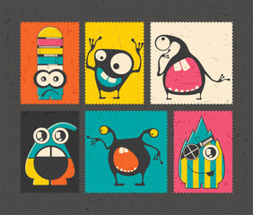 set of cartoon monsters 