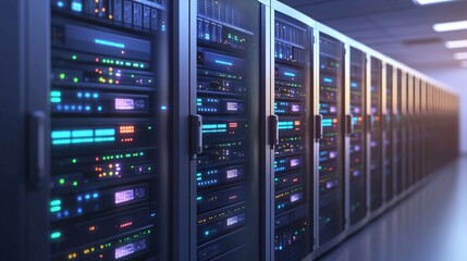 Vast Array of Fully Operational Server Racks in Modern Data Center, Fully Operational Server Racks are big concept.