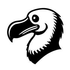 Dodo Bird Head Illustration: A striking black and white illustration of a dodo bird's head, showcasing its distinctive beak and plumage in a simple yet elegant style. © ring_kids