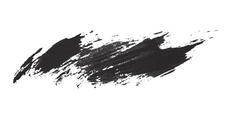 Hand drawn black brush stroke isolated on transparent background.