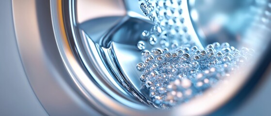 close up of water droplets in a washing machine drum