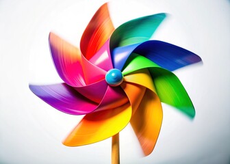 Spinning Pinwheel, Colorful Toy, Bright Colors, White Background, Whimsical Design