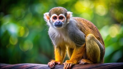 Obraz premium Squirrel Monkey Full Body, High-Resolution PNG, Bright Colors, Sharp Detail, Isolated Background